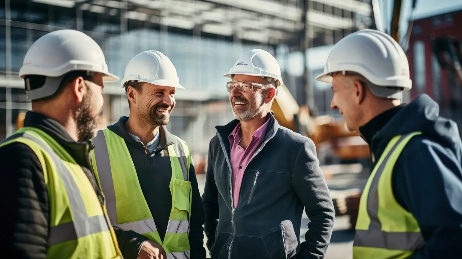 Property manager and contractor meeting on commercial construction site